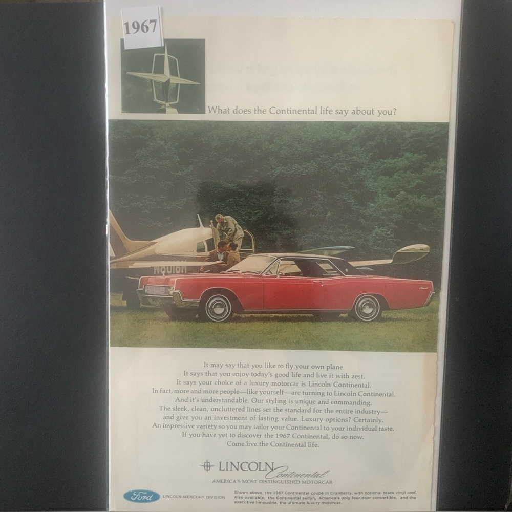 Vintage 1967 Ford Lincoln Continental Say About You? Ad Advertisement